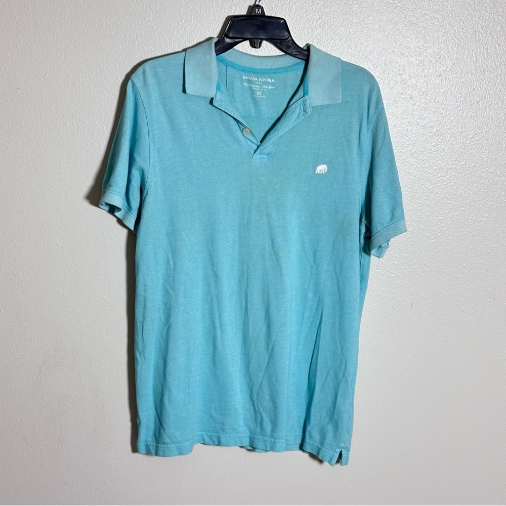 Banana Republic Men Light Blue Polo Preppy Short Sleeve Shirt size‎ M
